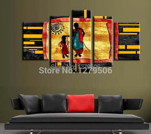 Handmade 5 Piece The Long Way Home Oil Paintings On Canvas Wall Pictures For Living Room Home Decor