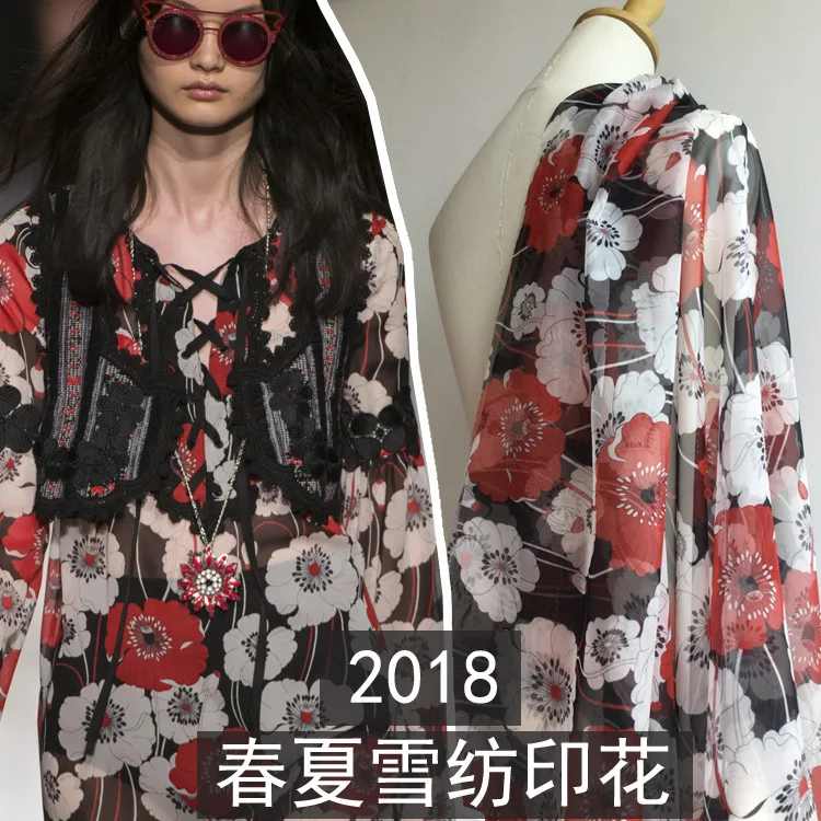 Europe and the United States with the big flower pattern Poppies digital printing Chiffon summer new women's fashion fabric
Europe and the United States with the big flower pattern Poppies digital printing Chiffon summer new women's fashion fabric