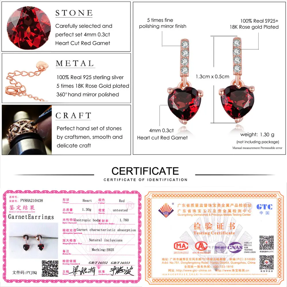 LAMOON 100% Natural Gemstone Red Garnet Heart Cut 925 Sterling Silver Jewellery Fine Jewelry Sets for Women Earrings V004-5
LAMOON 100% Natural Gemstone Red Garnet Heart Cut 925 Sterling Silver Jewellery Fine Jewelry Sets for Women Earrings V004-5