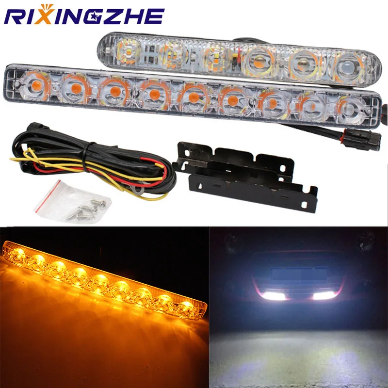 RXZ 2pcs Flowing DRL 6 9 led white turn amber Turn signal bar Car Daytime Running Lights Auto fog light Super Bright strip 12V
RXZ 2pcs Flowing DRL 6 9 led white turn amber Turn signal bar Car Daytime Running Lights Auto fog light Super Bright strip 12V