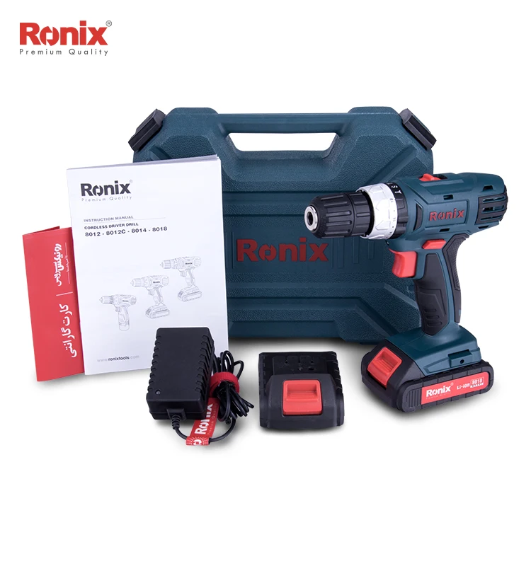 Ronix Новинка 18В 1.5A шуруповерт дрель две батареи с функцией Impcat BMC коробка модель