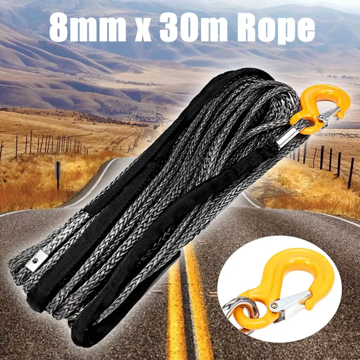 30M 8mm Synthetic Winch Rope Off Road Self Recovery Tow Cable Rigging Car Towing Ropes Trailer Belt With Hook for Vehicle Track
30M 8mm Synthetic Winch Rope Off Road Self Recovery Tow Cable Rigging Car Towing Ropes Trailer Belt With Hook for Vehicle Track