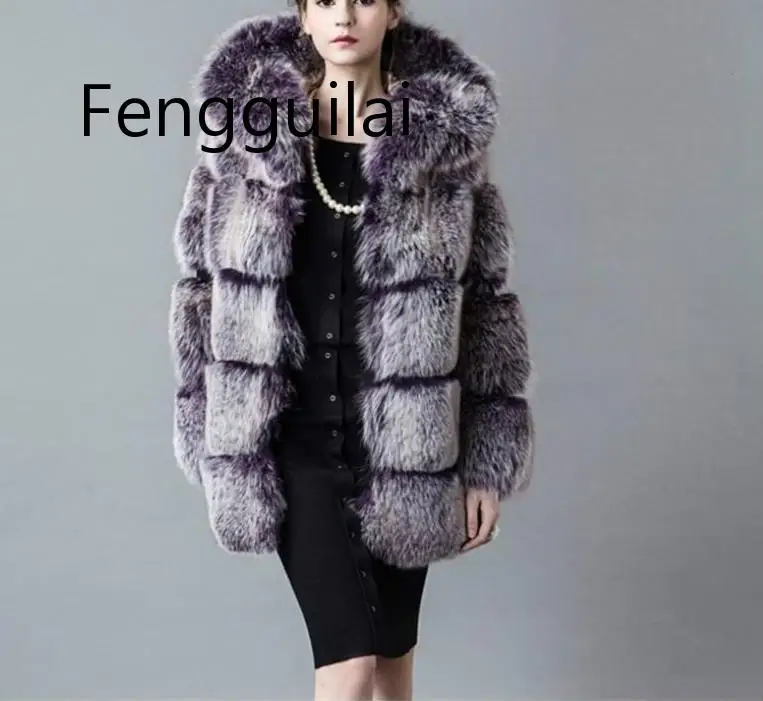 FENGGUILAI 2019 winter fashion new faux fox fur coat women's long hooded stitching imitation fox fur jacket fur outwear
FENGGUILAI 2019 winter fashion new faux fox fur coat women's long hooded stitching imitation fox fur jacket fur outwear