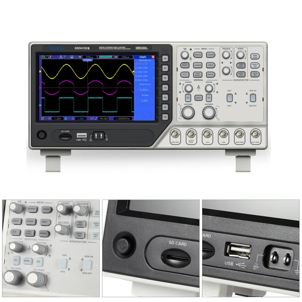 Цифровой мультиметр Hantek DSO4102S осциллограф USB 100 МГц 2 канала 7 дюймов 64K TFT