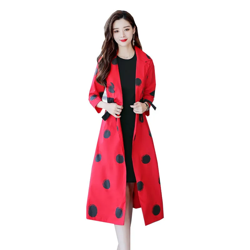 Women's Long Coat 2019 Spring New Dot Print Jacket Autumn Fashion Elegant Temperament Lace Windbreaker Ladies Coat A245
Women's Long Coat 2019 Spring New Dot Print Jacket Autumn Fashion Elegant Temperament Lace Windbreaker Ladies Coat A245