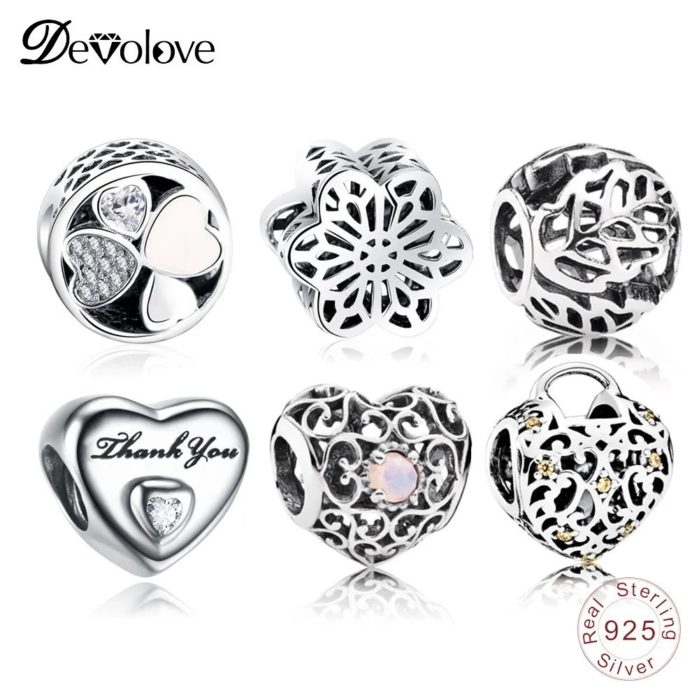 Devolove 925 пробы серебро Сердце Бусины Fit оригинальный Пандора браслет из бисера для
