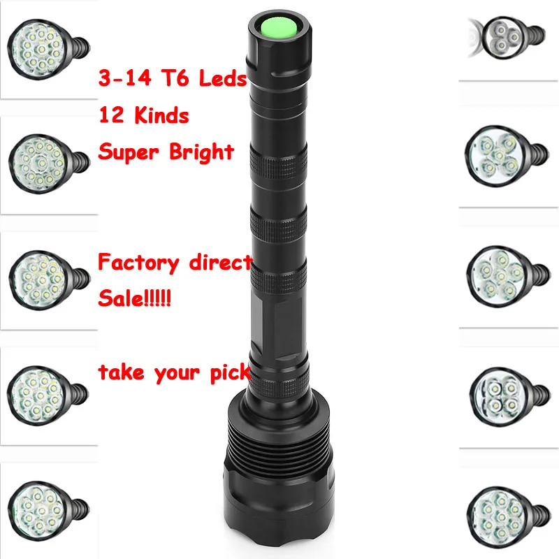 Factory direct Super Bright 3800-20000Lm Flashlight 3T6 3-14 T6 LED Lamp Torch 5 Mode Flash Light Lanterna Hunting by 3x18650
Factory direct Super Bright 3800-20000Lm Flashlight 3T6 3-14 T6 LED Lamp Torch 5 Mode Flash Light Lanterna Hunting by 3x18650