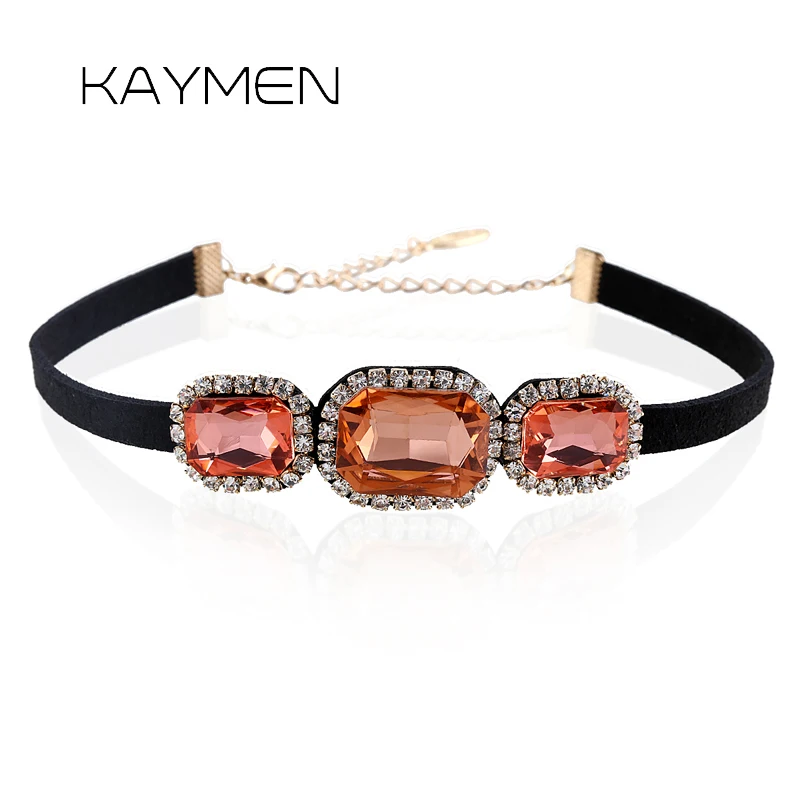 KAYMEN New Korean Velvet Inlaid Rhinestones and 3 Glass Stone Fashion Chokers Necklace Gilrs Crystal Torques Necklace NK-01572
KAYMEN New Korean Velvet Inlaid Rhinestones and 3 Glass Stone Fashion Chokers Necklace Gilrs Crystal Torques Necklace NK-01572