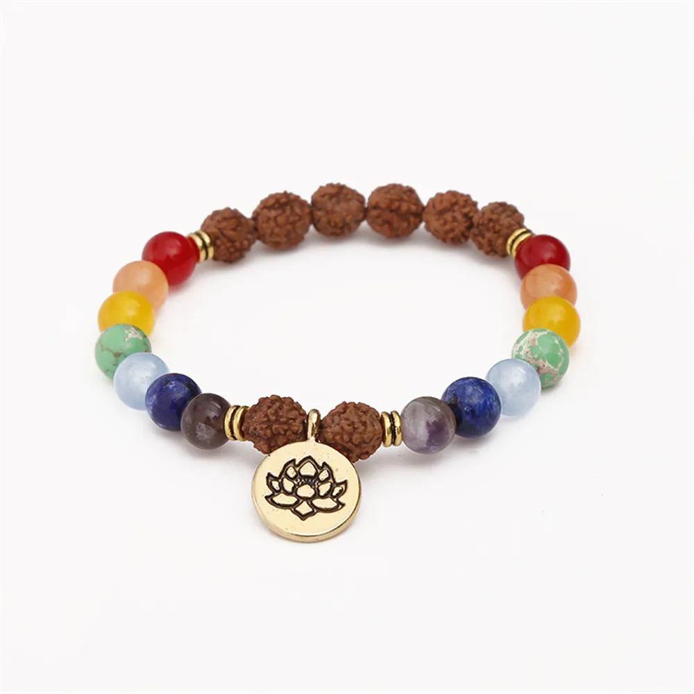 Eight Planets 8mm Natural Rainbow Gem Stone Onyx Rudraksha Beads Bracelet Golden Lotus Charm Yoga Chakra Mala Unisex Wholesale
Eight Planets 8mm Natural Rainbow Gem Stone Onyx Rudraksha Beads Bracelet Golden Lotus Charm Yoga Chakra Mala Unisex Wholesale