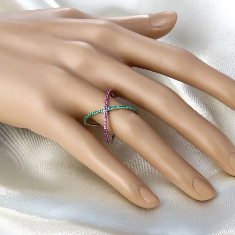 Double Color X Ring Top Quality Solid 925 Sterling Silver Red And Green Ring Jewelry Wedding Ring For Wedding Gift
Double Color X Ring Top Quality Solid 925 Sterling Silver Red And Green Ring Jewelry Wedding Ring For Wedding Gift