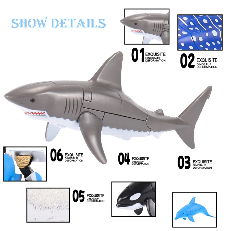 3C Certification Transformation Robot Ocean Park Sharks Action Figure Children's Educational Deformation Robot Toys
3C Certification Transformation Robot Ocean Park Sharks Action Figure Children's Educational Deformation Robot Toys