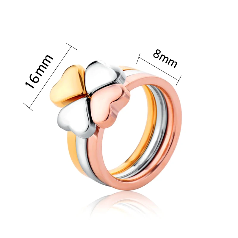Baoyan 3 in 1 Four Leaf Clover Tri Color Love Heart Wedding Set Wholesale Stainless Steel Bridal Ring For Women Ladies
Baoyan 3 in 1 Four Leaf Clover Tri Color Love Heart Wedding Set Wholesale Stainless Steel Bridal Ring For Women Ladies