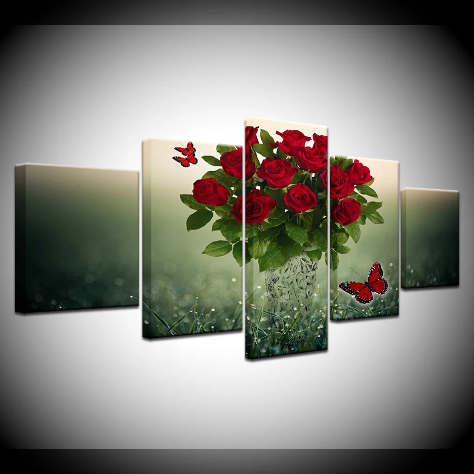 Canvas Painting Flowers Garden Roses 5 Pieces Wall Art Painting Modular Wallpapers Poster Print for living room Home Decor
Canvas Painting Flowers Garden Roses 5 Pieces Wall Art Painting Modular Wallpapers Poster Print for living room Home Decor