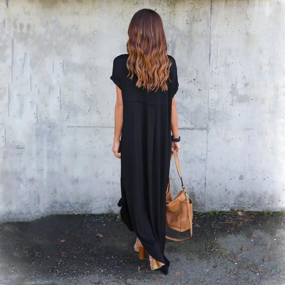 Loose Casual V Neck Split Baggy Pocket Long Maxi Dress short sleeve Plus Size Beachwear Spaghetti Strap Sundress
Loose Casual V Neck Split Baggy Pocket Long Maxi Dress short sleeve Plus Size Beachwear Spaghetti Strap Sundress
