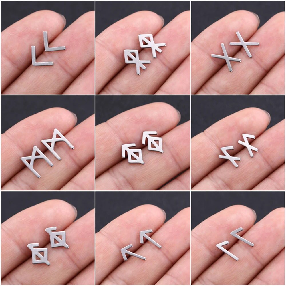 Simple Small Stainless Steel Earrings for Women Men Viking Bind Runes Stud Earrings Scandinavian Nordic Vintage Jewelry Aretes
Simple Small Stainless Steel Earrings for Women Men Viking Bind Runes Stud Earrings Scandinavian Nordic Vintage Jewelry Aretes