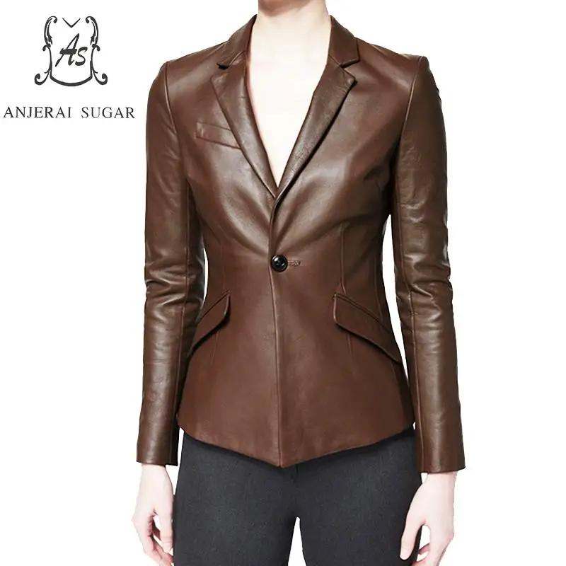 Autumn Sheepskin Genuine Leather jacket women motorcycle black brown button sexy V neck slim real leather jaqueta feminina Coat
Autumn Sheepskin Genuine Leather jacket women motorcycle black brown button sexy V neck slim real leather jaqueta feminina Coat