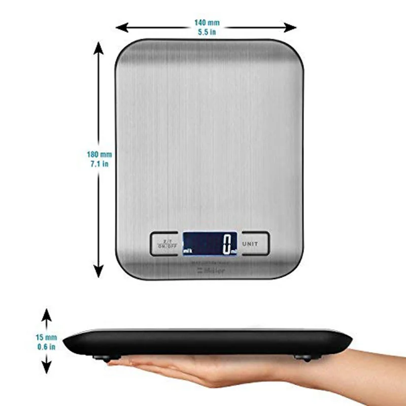 Kitchen Electronic Scale Portable Stainless Steel LCD Display Bake Scale 5kg/10kg H99F
Kitchen Electronic Scale Portable Stainless Steel LCD Display Bake Scale 5kg/10kg H99F