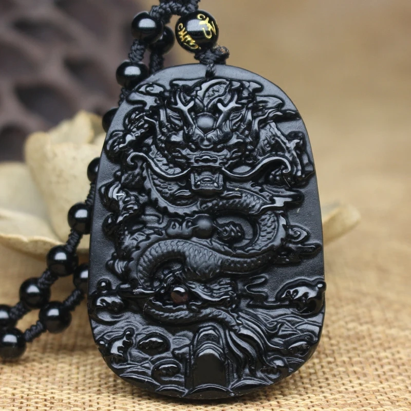 Chinese Handwork Natural Black Obsidian Carved Dragon Amulet Lucky Pendant + beads necklace Fashion Jewelry free shipping
Chinese Handwork Natural Black Obsidian Carved Dragon Amulet Lucky Pendant + beads necklace Fashion Jewelry free shipping