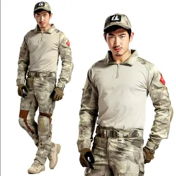 Military Uniform Camouflage Suit CS Pants and Kneepad Combat A-TACS Army Spring Men Frog