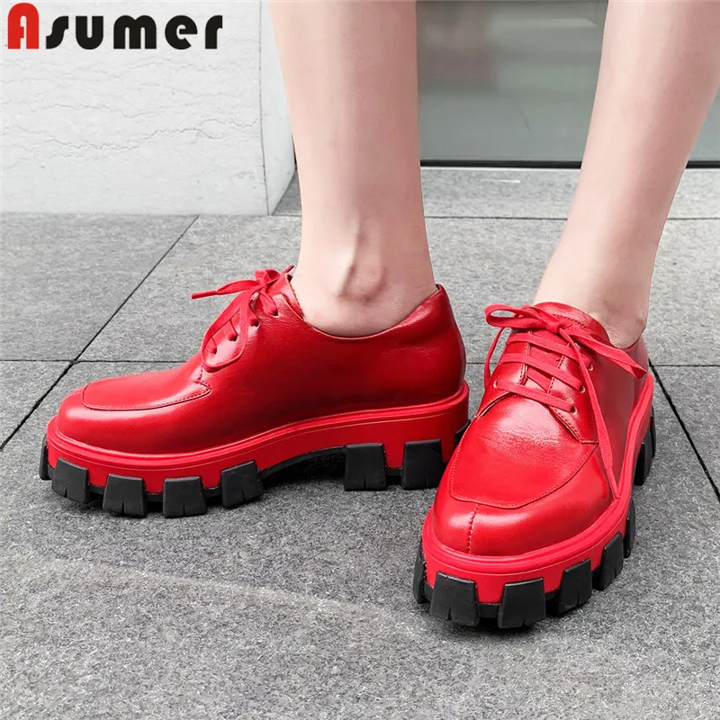 ASUMER 2022 new genuine leather shoes women round toe lace up platform ladies shoes square heels shoes Thick sole elevator shoes
ASUMER 2022 new genuine leather shoes women round toe lace up platform ladies shoes square heels shoes Thick sole elevator shoes