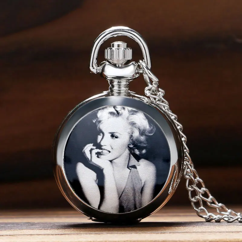 Retro Marilyn Monroe Rare Photo Quartz Pocket Watch with Mirror Silver Necklace Pendant Vintage Fob Chain Watch Gifts Women Men
Retro Marilyn Monroe Rare Photo Quartz Pocket Watch with Mirror Silver Necklace Pendant Vintage Fob Chain Watch Gifts Women Men