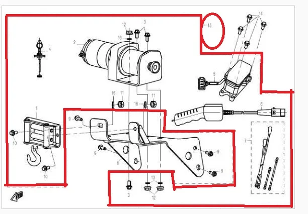 winch suit for CFMOTO/CFZ6 parts code is 9060-1507B0-0B000