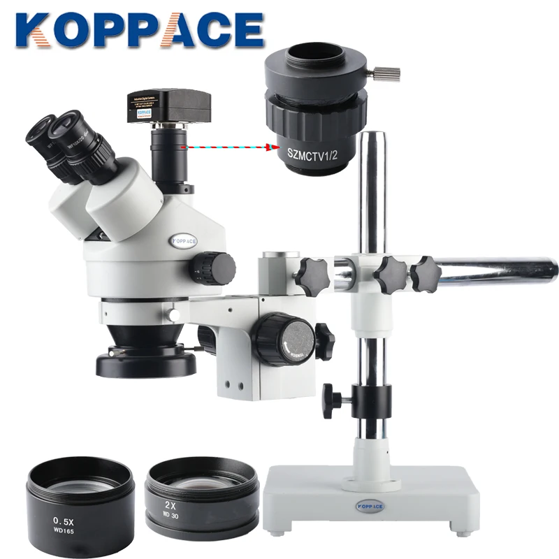 KOPPACE 5MP Industrial Microscope Camera 3.5X-90X Trinocular Stereo Microscope 144 LED Ring Light 0.5X/2X Auxiliary Lens USB2.0
KOPPACE 5MP Industrial Microscope Camera 3.5X-90X Trinocular Stereo Microscope 144 LED Ring Light 0.5X/2X Auxiliary Lens USB2.0