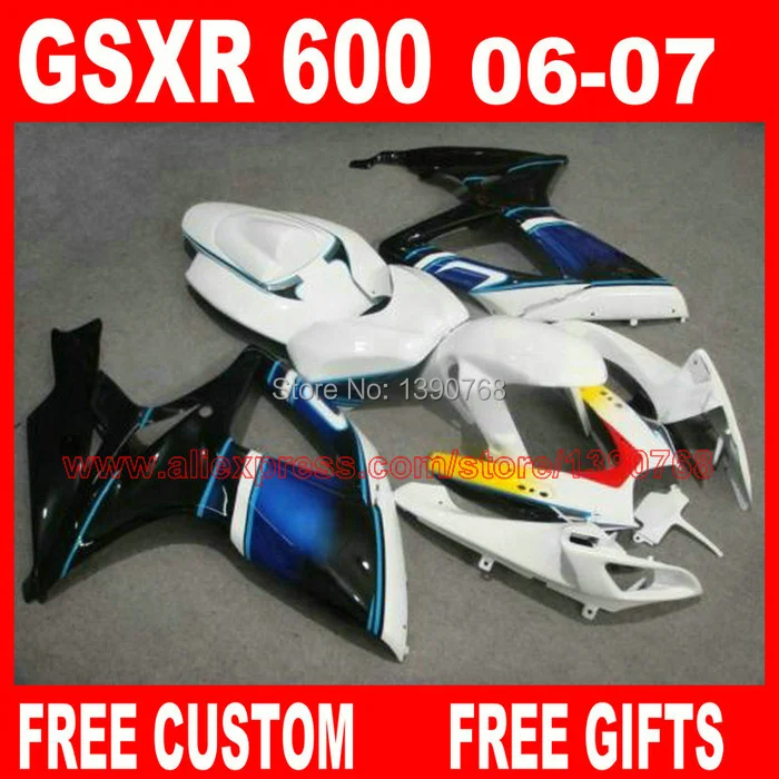 Free customize fairing kit for 06 07 SUZUKI K6 GSXR 600 750 blue white black fairings set gsx-r600 2006 GSX-R750 2007 HV74
Free customize fairing kit for 06 07 SUZUKI K6 GSXR 600 750 blue white black fairings set gsx-r600 2006 GSX-R750 2007 HV74