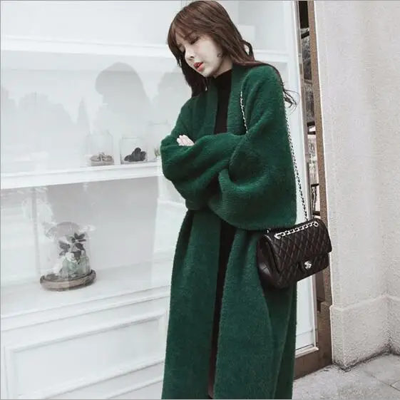 Норковый кашемировый свитер кардиган женское корейское зимнее пальто рукав