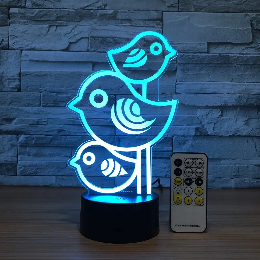 Cute Bird Night Light 3D lamp 7 Colors Changing Nightlight with Smart Touch & Remote Control 3D Night Light for Kids as Gifts
Cute Bird Night Light 3D lamp 7 Colors Changing Nightlight with Smart Touch & Remote Control 3D Night Light for Kids as Gifts
