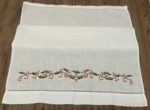 Набор из 12 носовых платков белое льняное вышитое чайное полотенце с