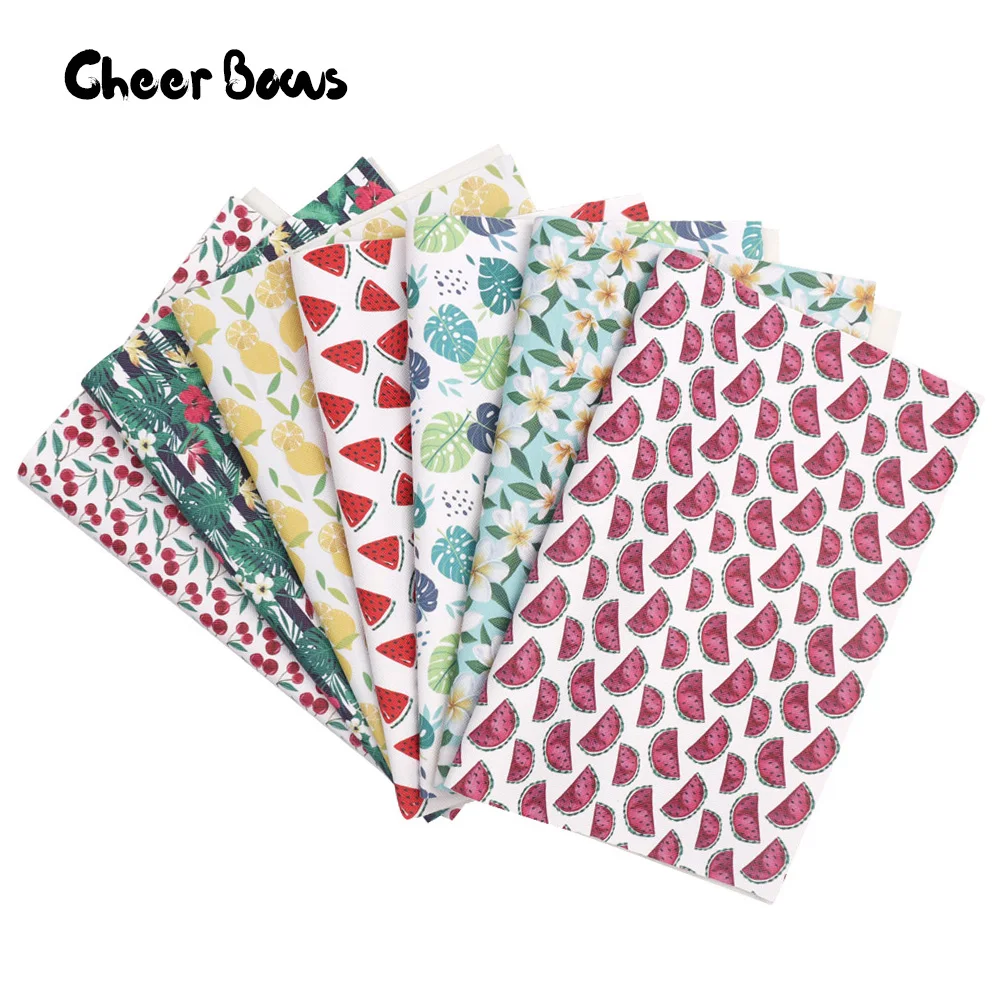 Cute Faux Leather Sheets Fruits Printed Synthetic Leather Fabric For DIY Kids Hair Accessories Bags Making Party Decor Materials
Cute Faux Leather Sheets Fruits Printed Synthetic Leather Fabric For DIY Kids Hair Accessories Bags Making Party Decor Materials