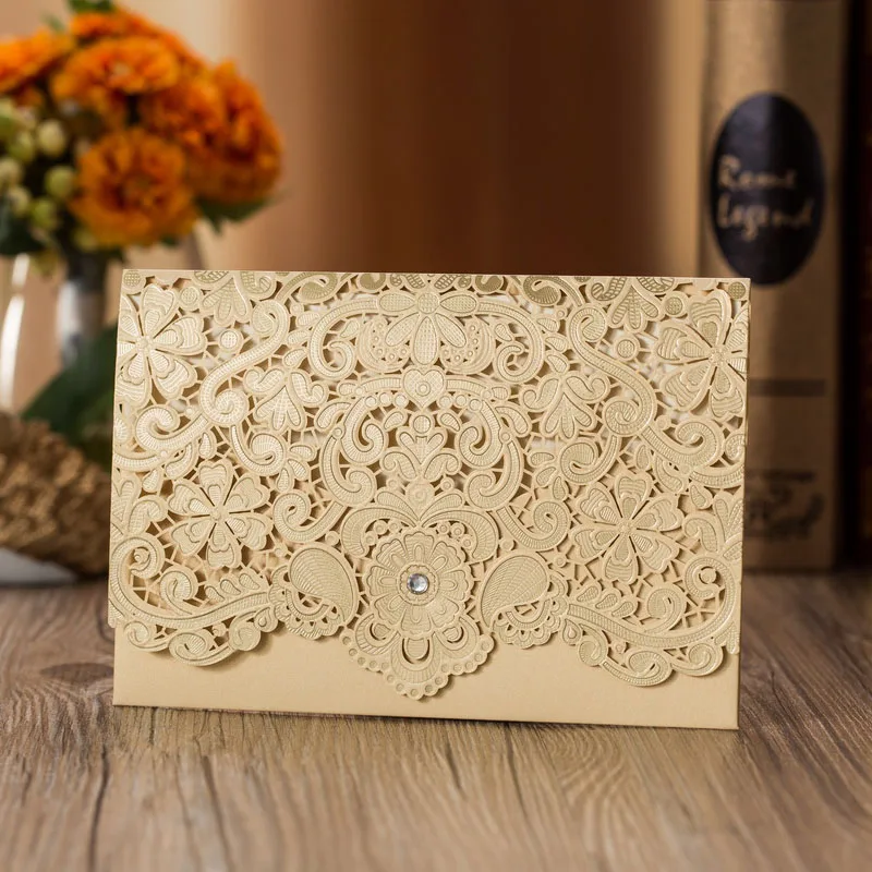 10pcs Gold Laser Cut Wedding Invitations Card Elegant Diamond Greeting Card Envelopes Wedding Favor Birthday Party Decorations
10pcs Gold Laser Cut Wedding Invitations Card Elegant Diamond Greeting Card Envelopes Wedding Favor Birthday Party Decorations
