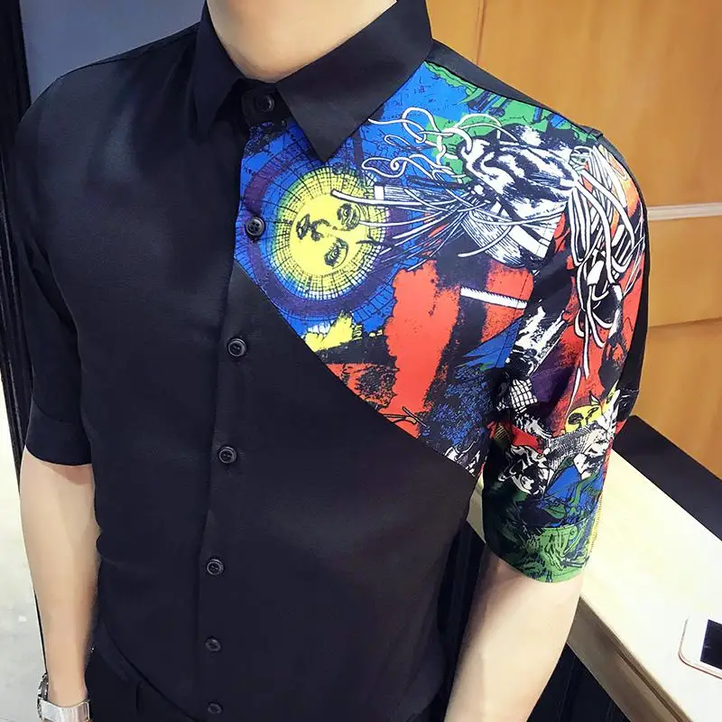 LOLDEAL Summer New Men's Shirt Men's Personality Print British Style Fashion Casual Slim Shirt High Quality Men's Dress Shirt
LOLDEAL Summer New Men's Shirt Men's Personality Print British Style Fashion Casual Slim Shirt High Quality Men's Dress Shirt