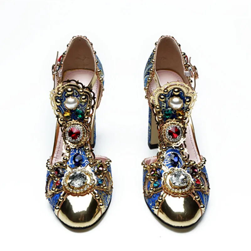 Luxury design women colorful diamond T-strap high heels comfortable chunky heel pumps embossed fabric Mary Jane shoes
Luxury design women colorful diamond T-strap high heels comfortable chunky heel pumps embossed fabric Mary Jane shoes