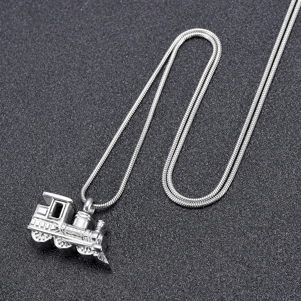 

IJD10001 Stainless Steel Train Cremation Pendant for Ashes Urn Pendant Keepsake Memorial Necklace for Men's Kids Jewelry