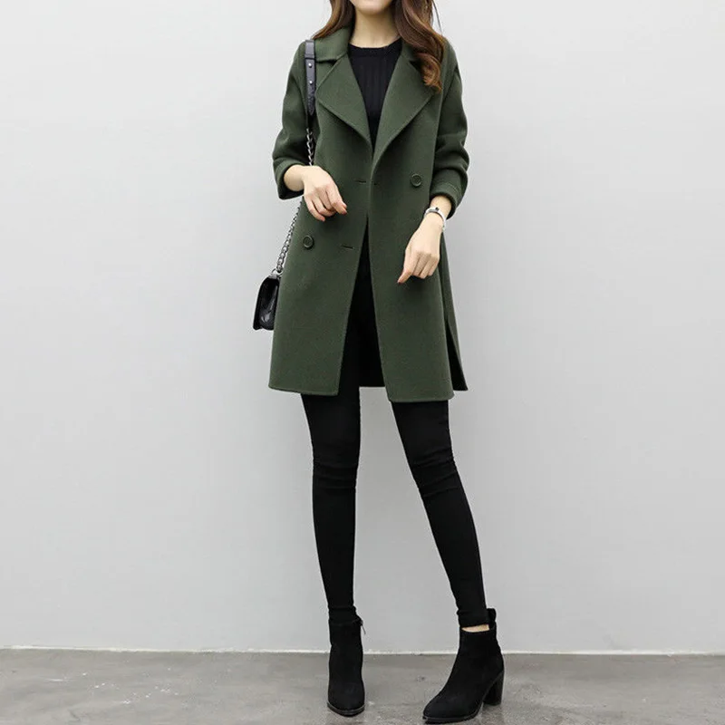 Faroonee New Thin Wool Blend Coat Women Long Sleeve Turn-down Collar Outwear Jacket Casual Autumn Winter Elegant Overcoat 6Q1677
Faroonee New Thin Wool Blend Coat Women Long Sleeve Turn-down Collar Outwear Jacket Casual Autumn Winter Elegant Overcoat 6Q1677