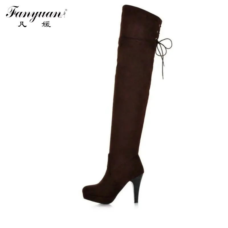 Fanyuan New Brand Sexy High-Heels Shoes Over Knee High Boots Fashion Women Round Toe Platform Winter Lace Up boots Big size
Fanyuan New Brand Sexy High-Heels Shoes Over Knee High Boots Fashion Women Round Toe Platform Winter Lace Up boots Big size