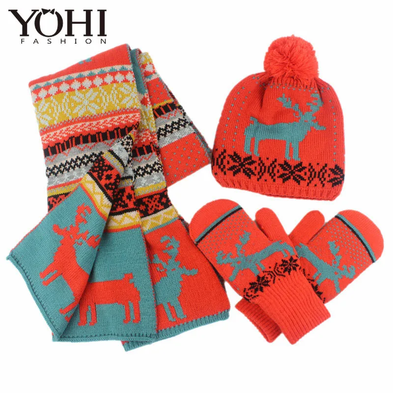 New girls Snowflake Print Knit Hat moose jacquard knit hat scarf gloves three-piece Christmas gift set for winter warmth
New girls Snowflake Print Knit Hat moose jacquard knit hat scarf gloves three-piece Christmas gift set for winter warmth