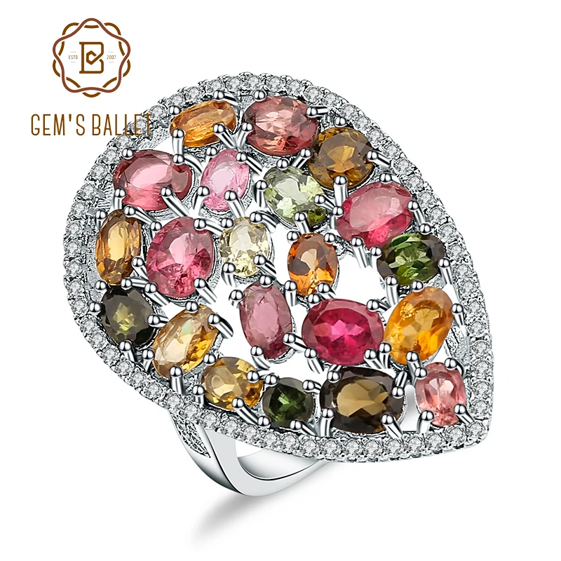 GEM'S BALLET 5.21Ct Colorful Natural Tourmaline Gemstone Ring Solid 925 Sterling Silver Gemstone Fashion Jewelry For Women
GEM'S BALLET 5.21Ct Colorful Natural Tourmaline Gemstone Ring Solid 925 Sterling Silver Gemstone Fashion Jewelry For Women
