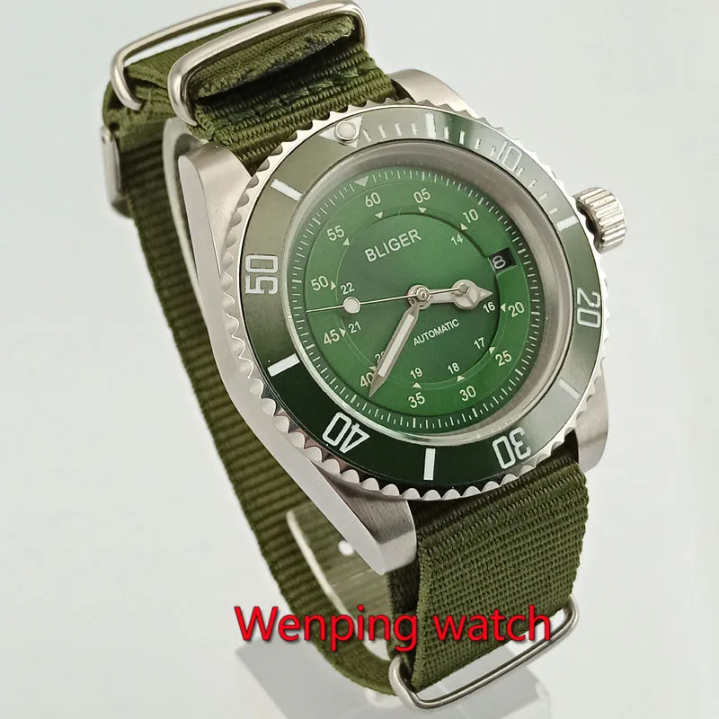 Luxury 40mm BLIGER men's watch date magnifier luminous saphire glass ceramic bezel Automatic movement watch men W2626
Luxury 40mm BLIGER men's watch date magnifier luminous saphire glass ceramic bezel Automatic movement watch men W2626