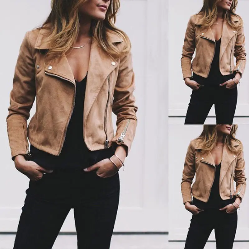 Fashion Women Zipper Jacket Slim Motorcycle Coat Outwear Autumn Winter Long Sleeves Turn-down Collar Short Jackets
Fashion Women Zipper Jacket Slim Motorcycle Coat Outwear Autumn Winter Long Sleeves Turn-down Collar Short Jackets