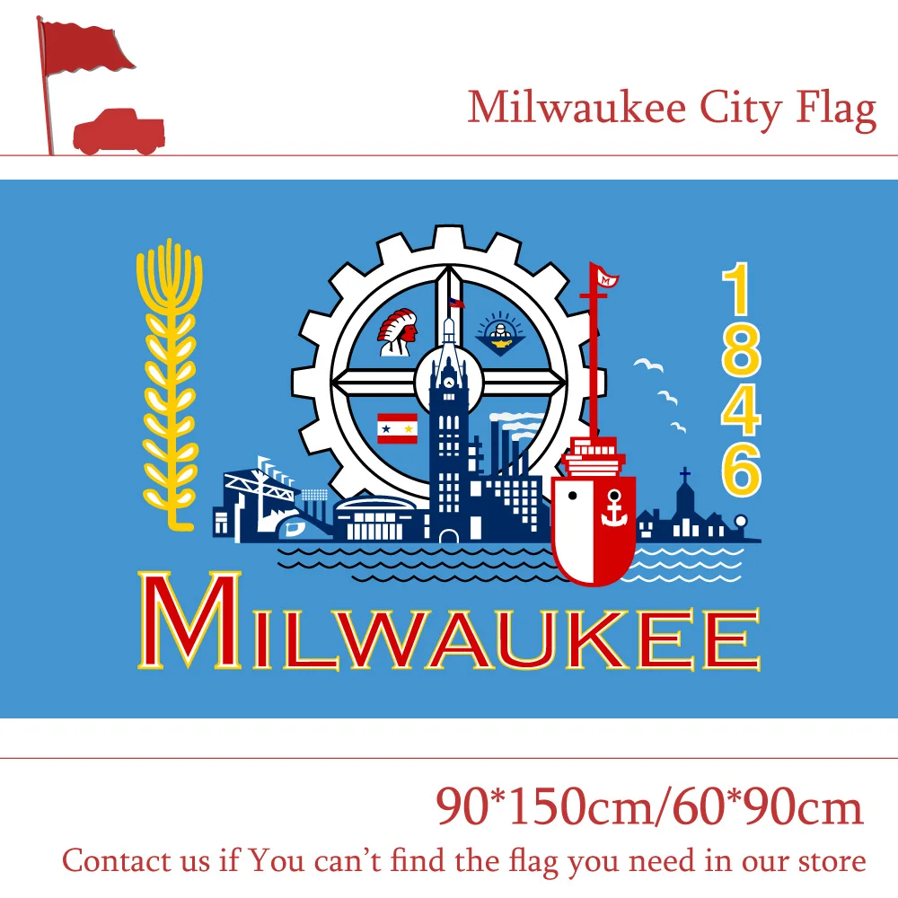 3x5ft на заказ высокое качество 100d Милуоки городской флаг 90*150 см 60*90 баннеры из