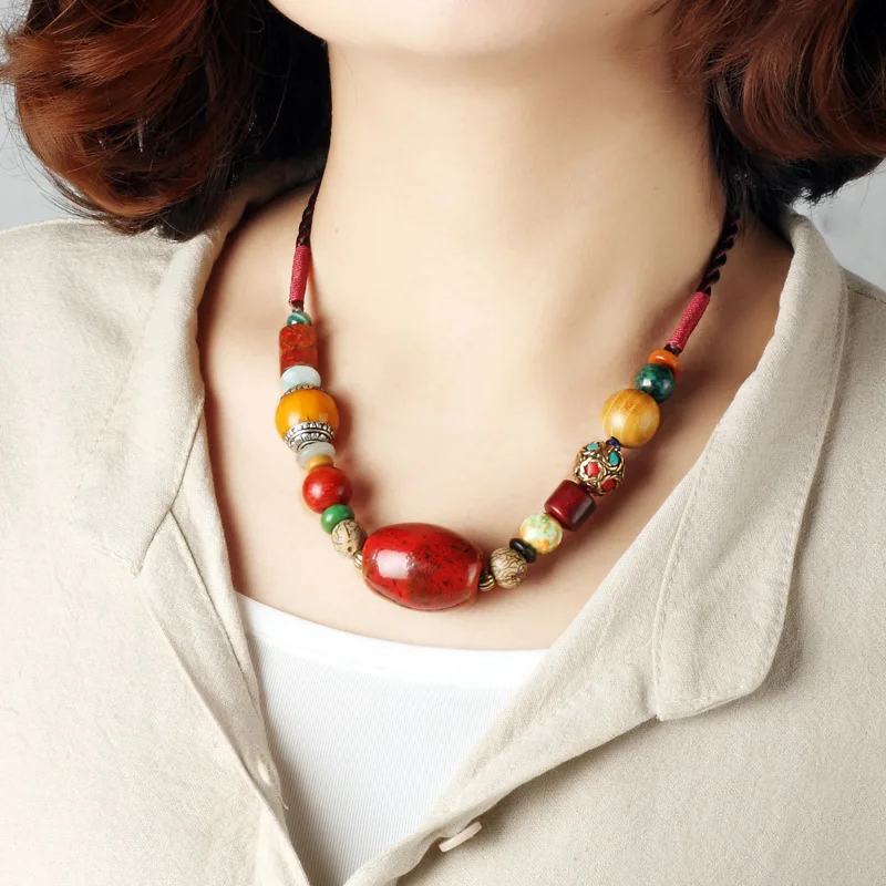 BOEYCJR Natural Stone Ceramic Bead Necklace Choker Short Chain Handmade Vintage Jewelry Ethnic Pendant Necklace For Women
BOEYCJR Natural Stone Ceramic Bead Necklace Choker Short Chain Handmade Vintage Jewelry Ethnic Pendant Necklace For Women