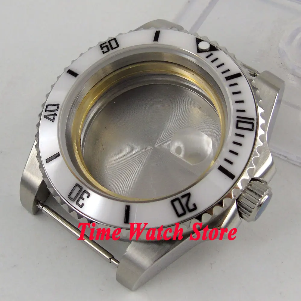Sapphire glass white ceramic bezel date magnifier stainless steel 40mm Watch Case fit Miyota 8215 ETA 2836 movement C146
Sapphire glass white ceramic bezel date magnifier stainless steel 40mm Watch Case fit Miyota 8215 ETA 2836 movement C146