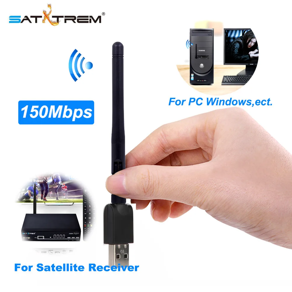 Чипсет SATXTREM MT7601 Wi Fi адаптер 150 м USB приемник беспроводной 802.11n/g/b LAN с антенной для