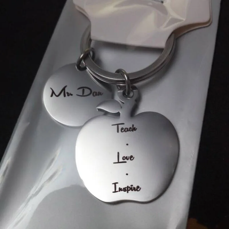 Teachers' Day Gift Teacher Appreciation Keychains Stainless Steel Personalized Engraved Apple Keychains
Teachers' Day Gift Teacher Appreciation Keychains Stainless Steel Personalized Engraved Apple Keychains