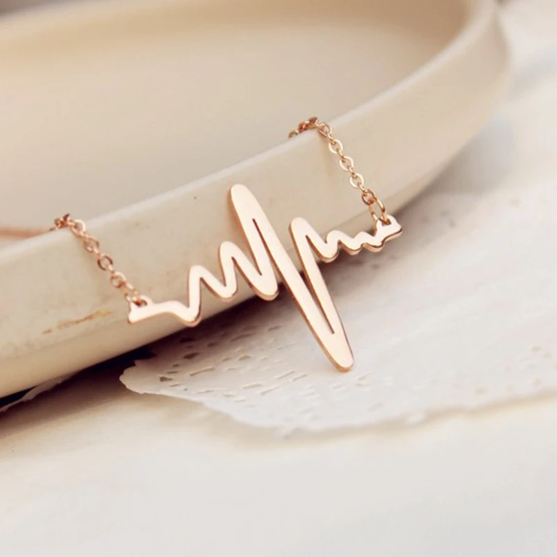 Simple Wave Necklace Pendant Best Friend Jewelry Stainless Steel Chain Heartbeat Necklace For Women Ketting Bijoux
Simple Wave Necklace Pendant Best Friend Jewelry Stainless Steel Chain Heartbeat Necklace For Women Ketting Bijoux