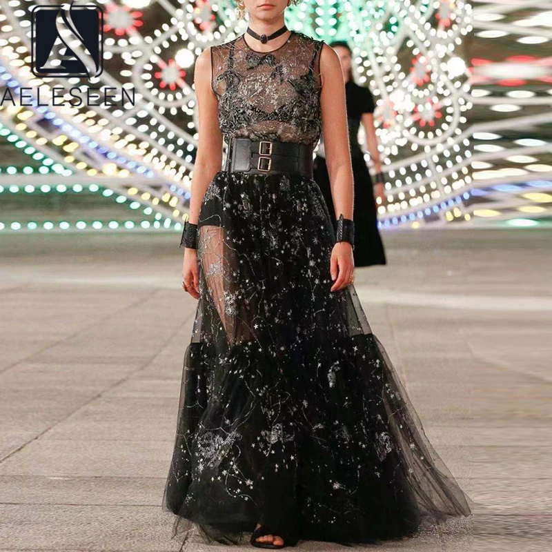 Женское подиумное платье AELESEEN, модное летнее платье размера плюс 3XL, модель 2021 года, дизайнерские Длинные вечерние платья без рукавов с черн... 
Женское подиумное платье AELESEEN, модное летнее платье размера плюс 3XL, модель 2021 года, дизайнерские Длинные вечерние платья без рукавов с черн...