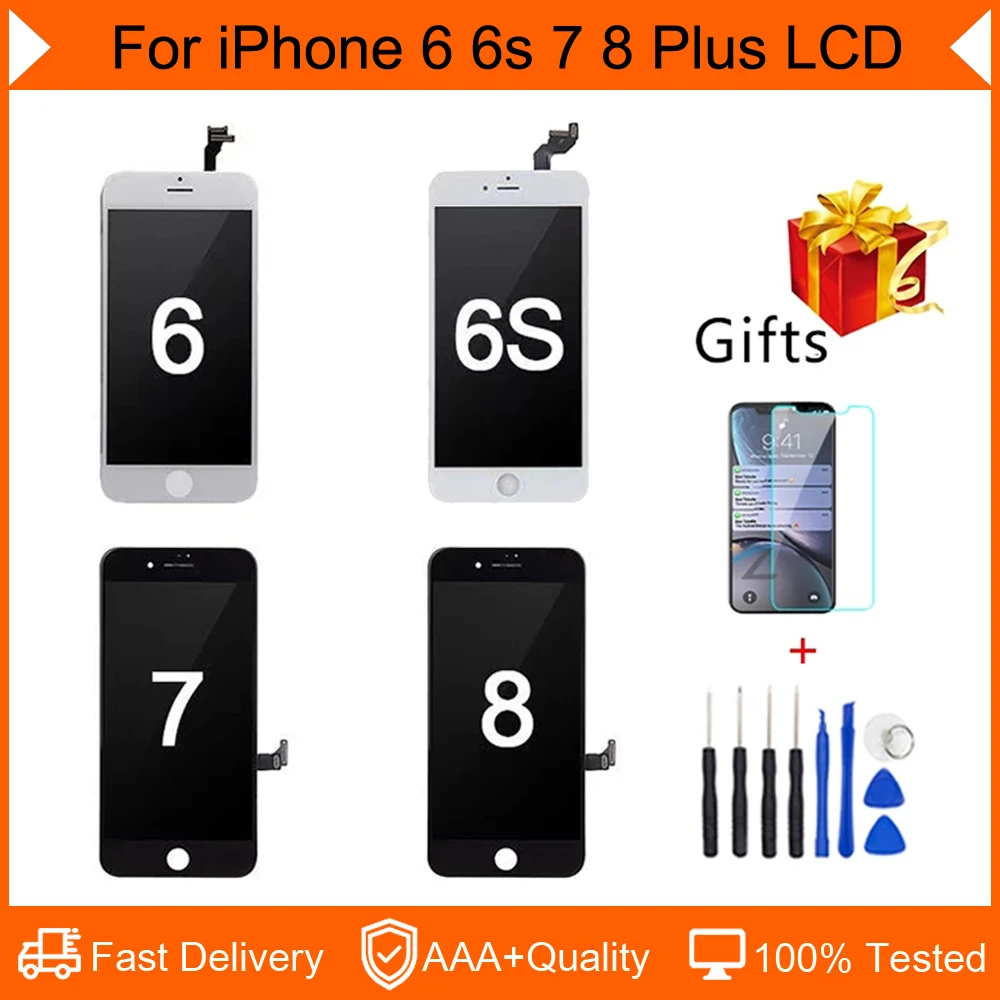 

AAA ++ качественный экран для iPhone 6 6s 7 8 Plus, ЖК-дисплей, сенсорный экран в сборе, Замена для iPhone 7 7P 100% без битых пикселей